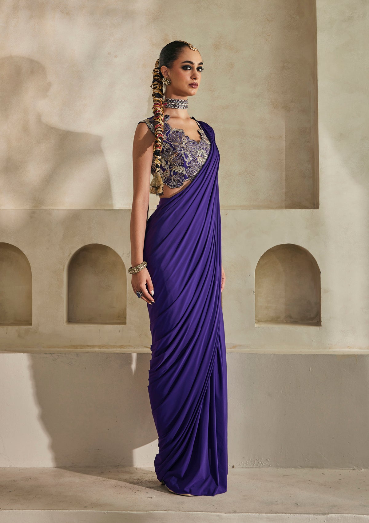 Amethyst Kolkata Saree Set