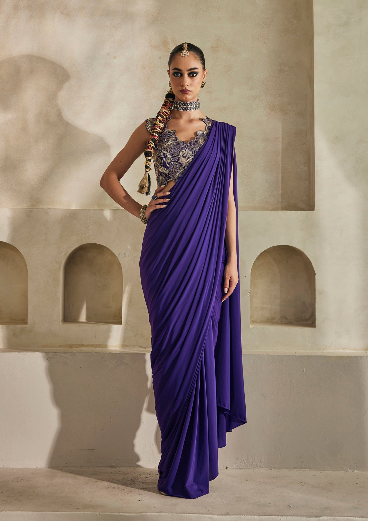 Amethyst Kolkata Saree Set