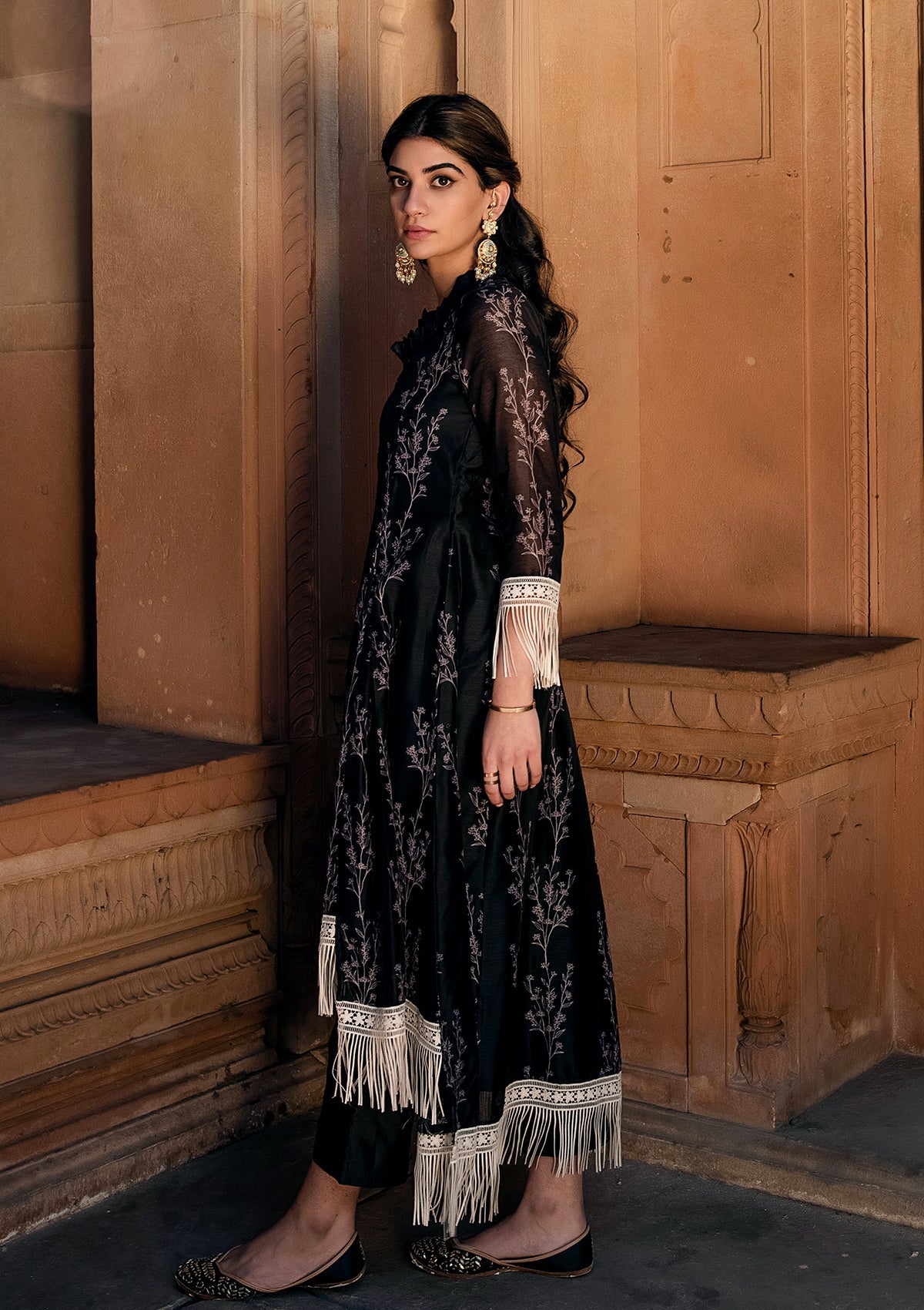 Asmira Black Fringe Kurta Set