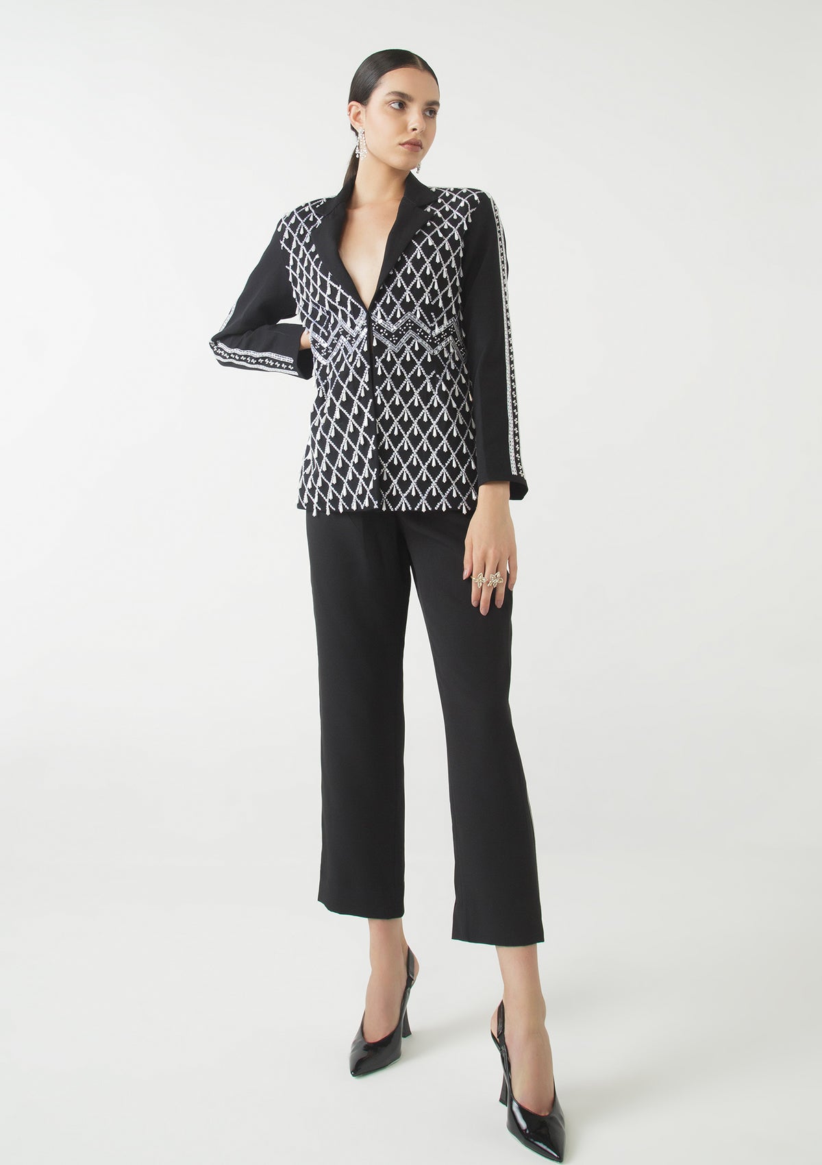 Coal Embelished Blazer Set