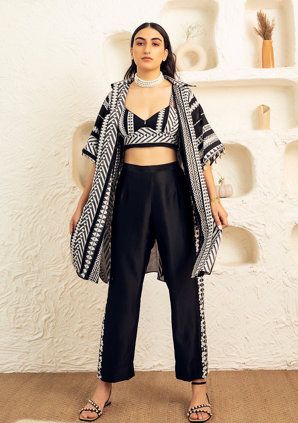 Coal Kaftan Overlay Co-ord Set