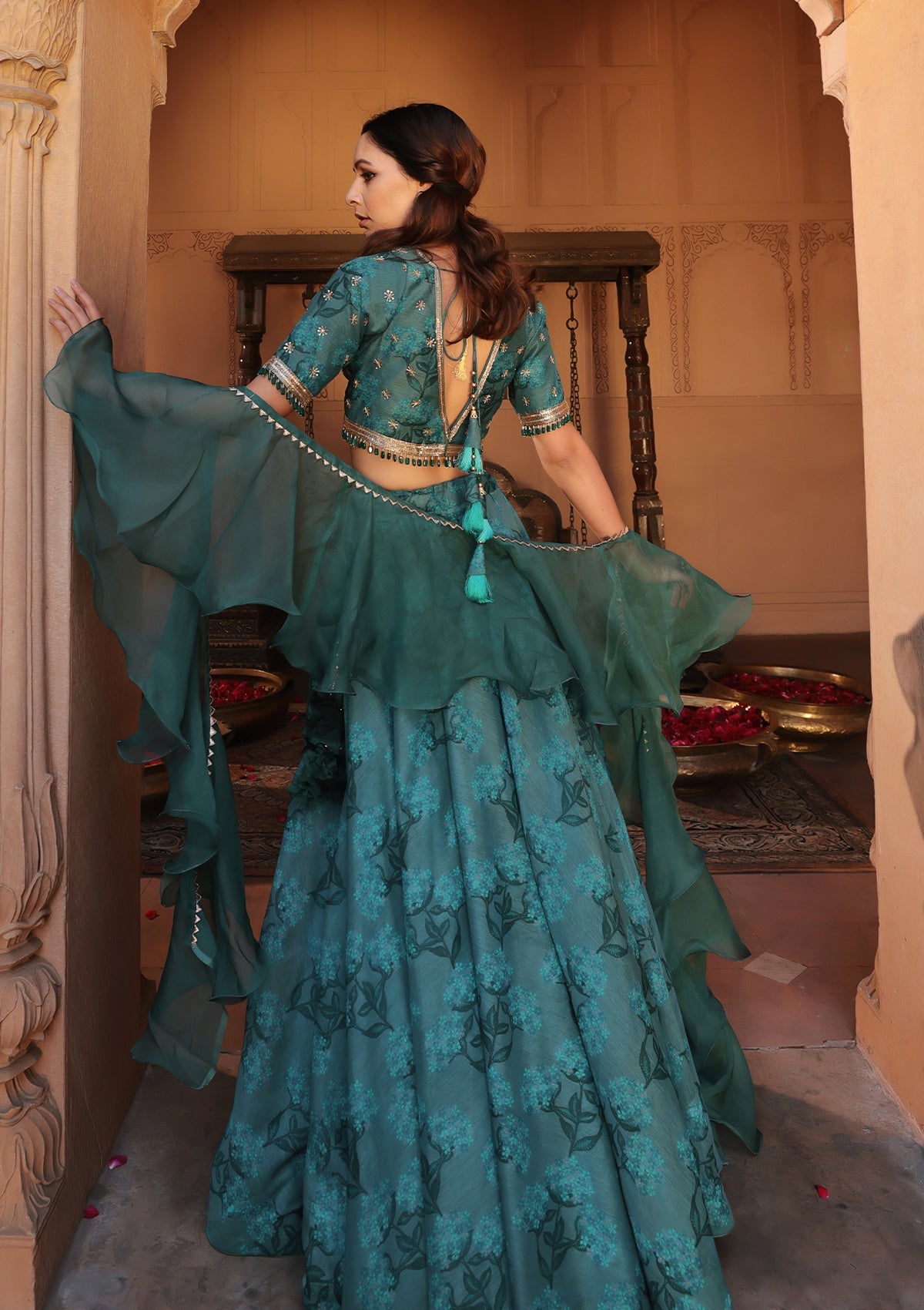 Gul Emerald Embroidered Lehenga Set
