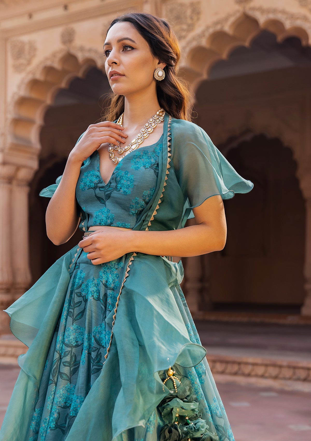 Gul Emerald Lehenga Set
