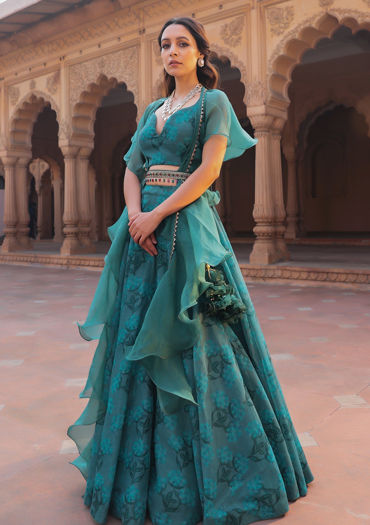 Gul Emerald Lehenga Set