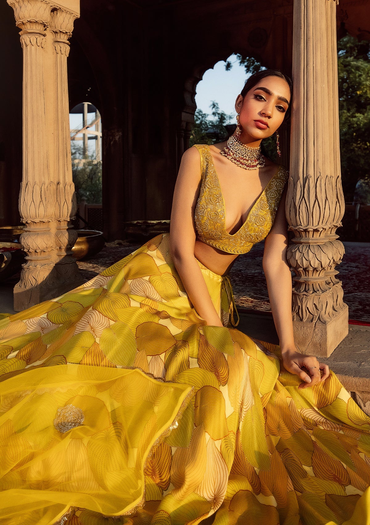 Khizan Amber Embroidered Lehenga Set
