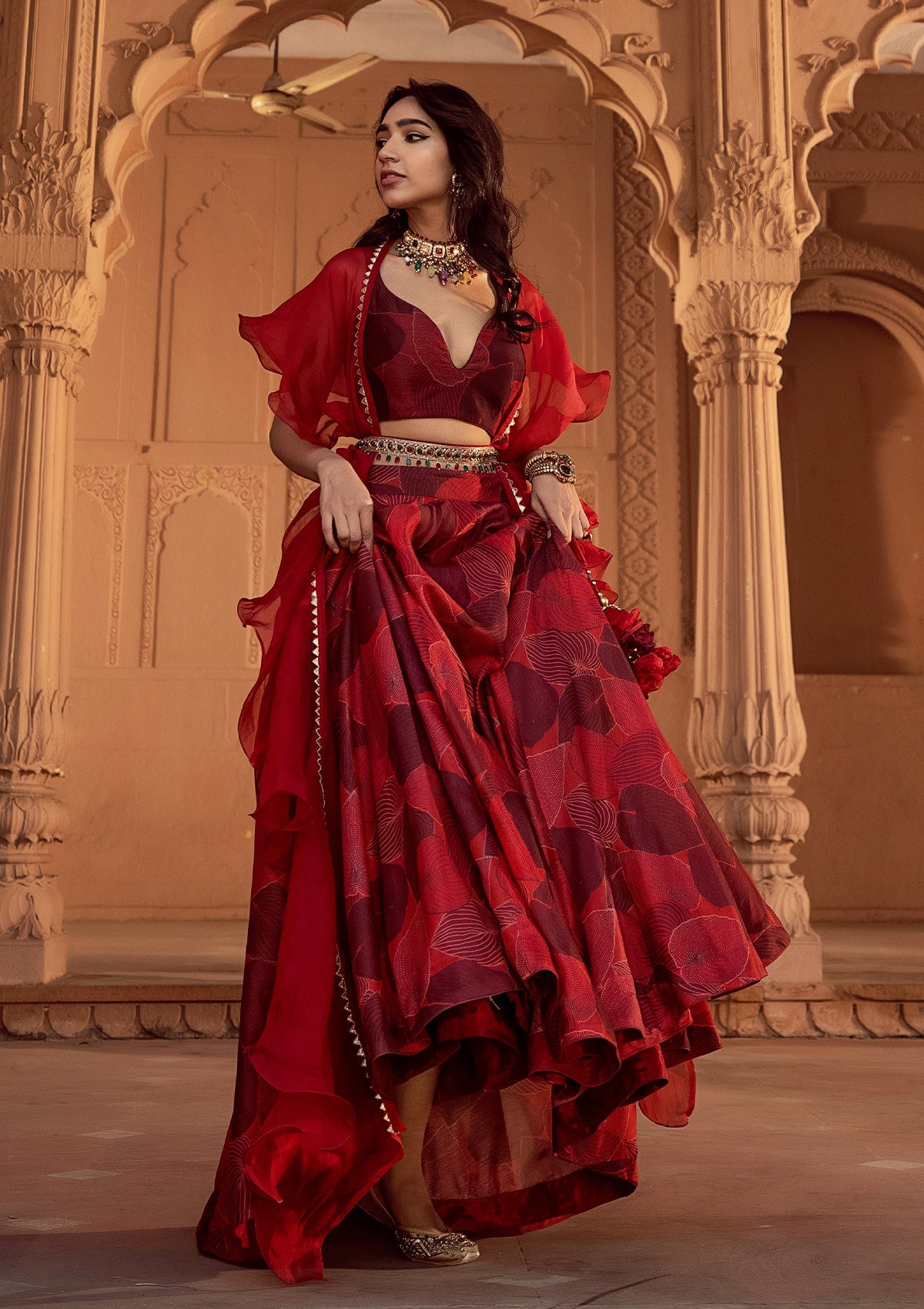 Khizan Ruby Lehenga Set
