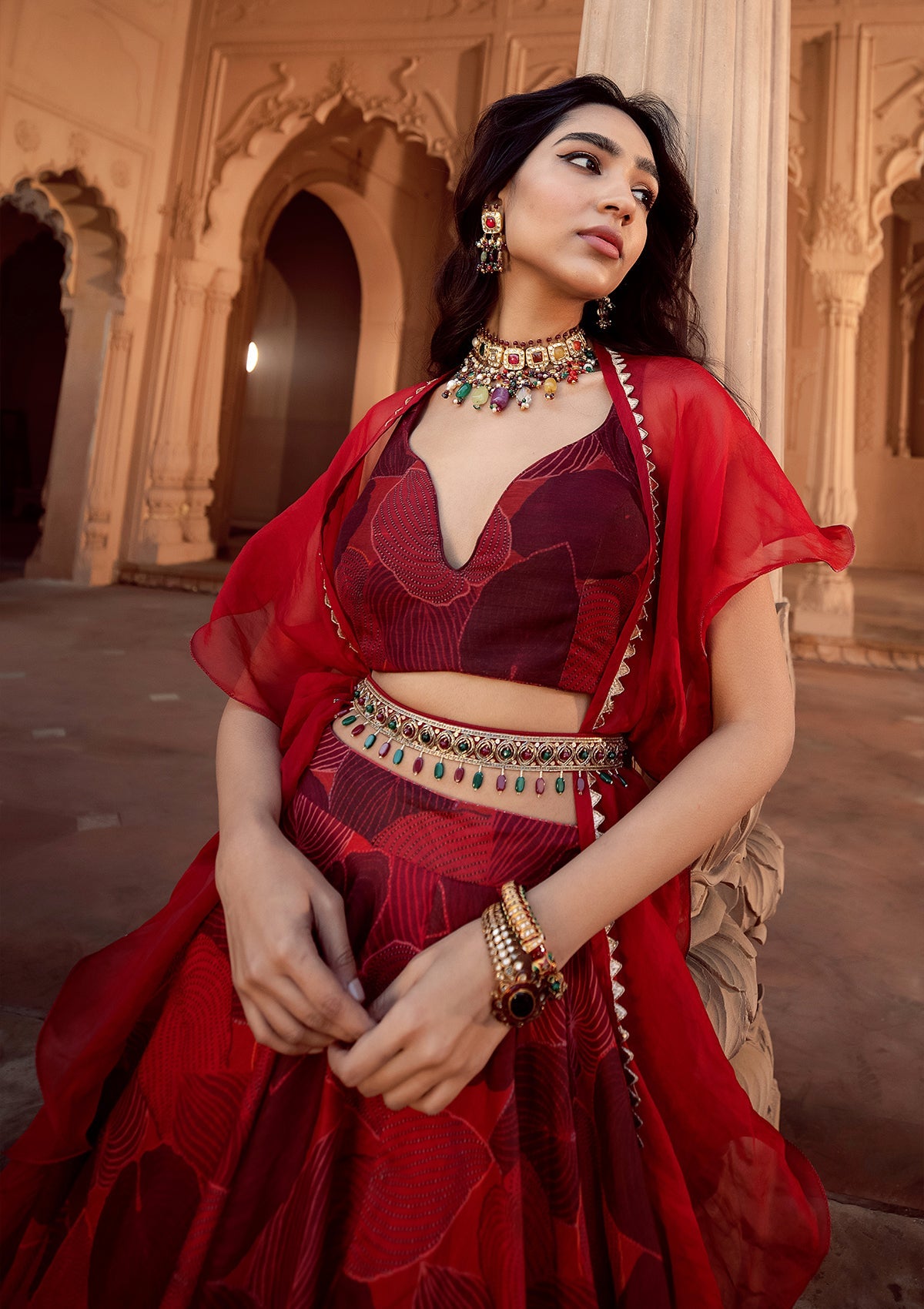 Khizan Ruby Lehenga Set