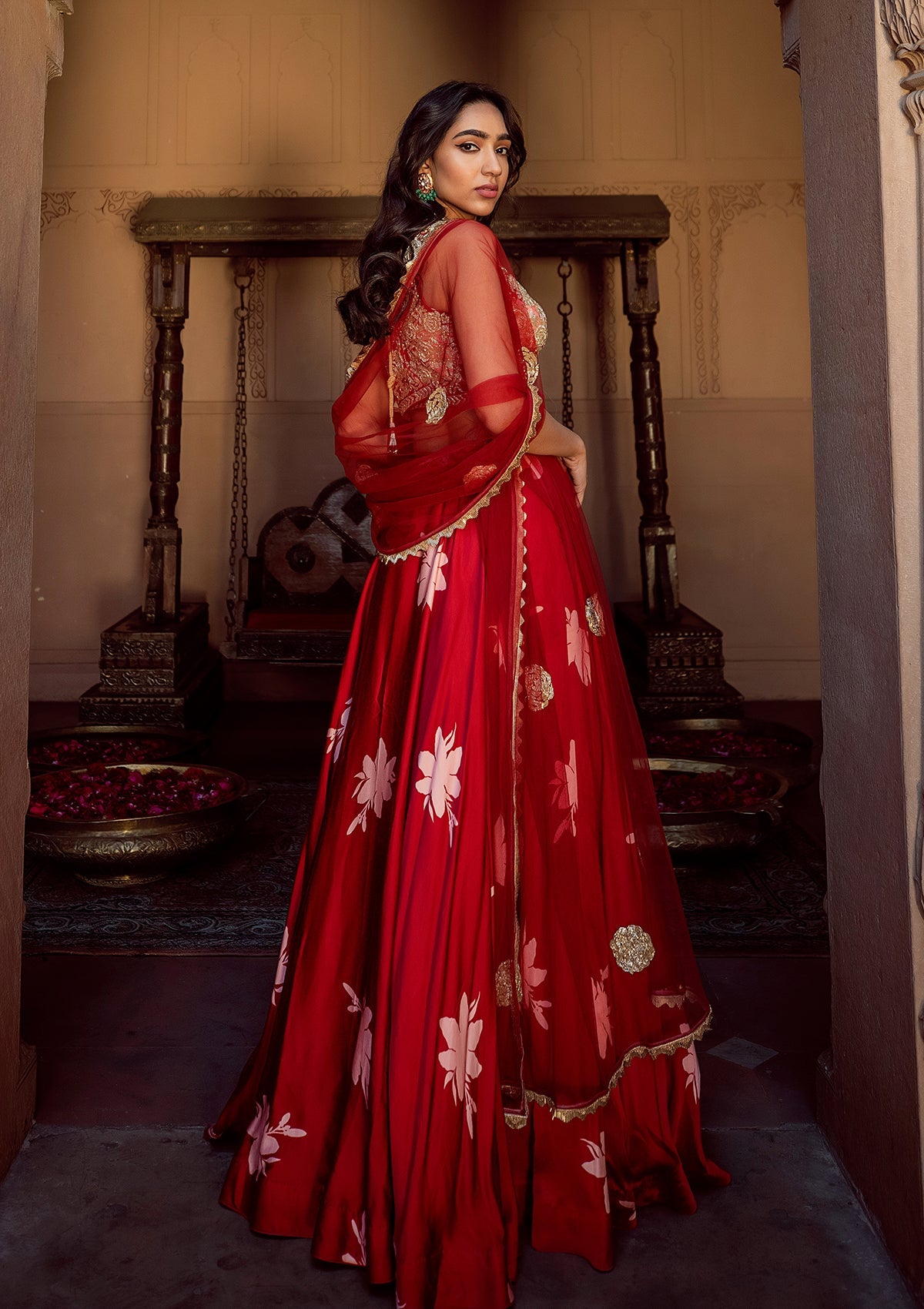Zahra Ruby Embroidered Lehenga Set