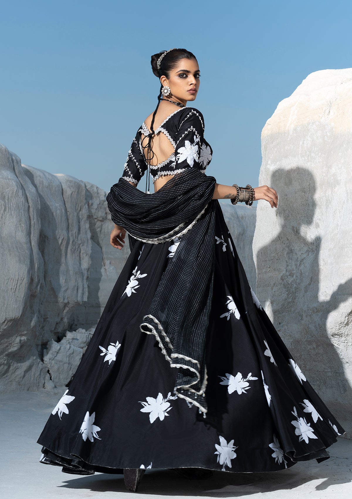 Buy Grey & Black Atima Pre-Stitched Saree Online - RI.Ritu Kumar India  Store View