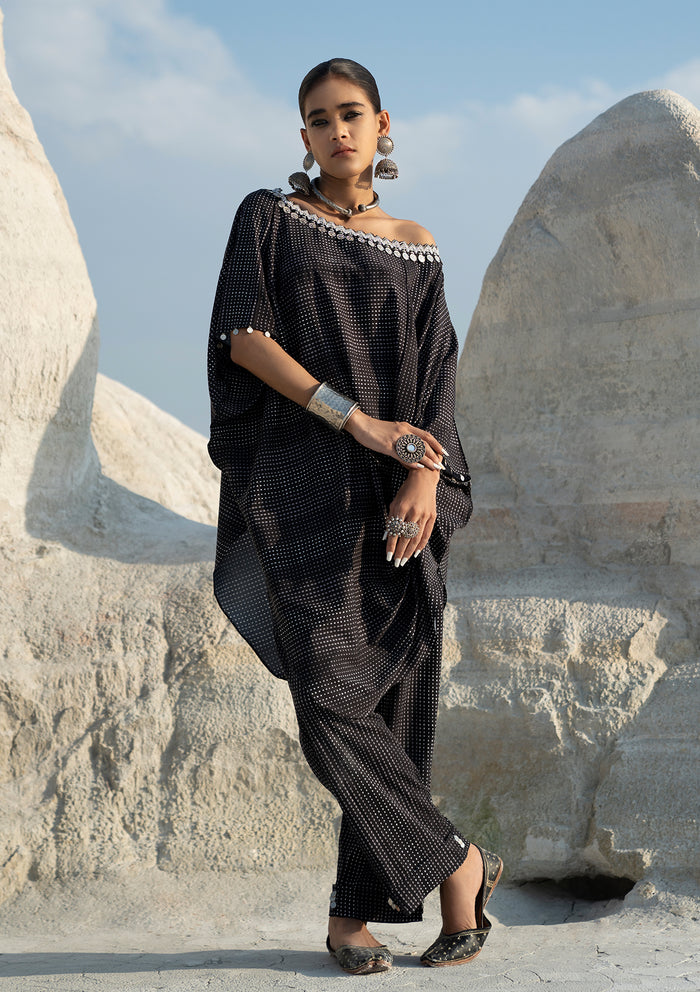 Safar Black Cowl Kurta Set