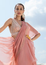 Gota Blush Ruffled Saree Set