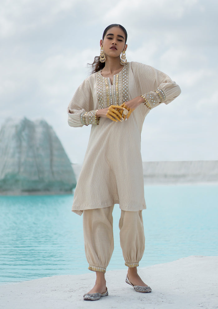 Ivory Crushed Kurta Set