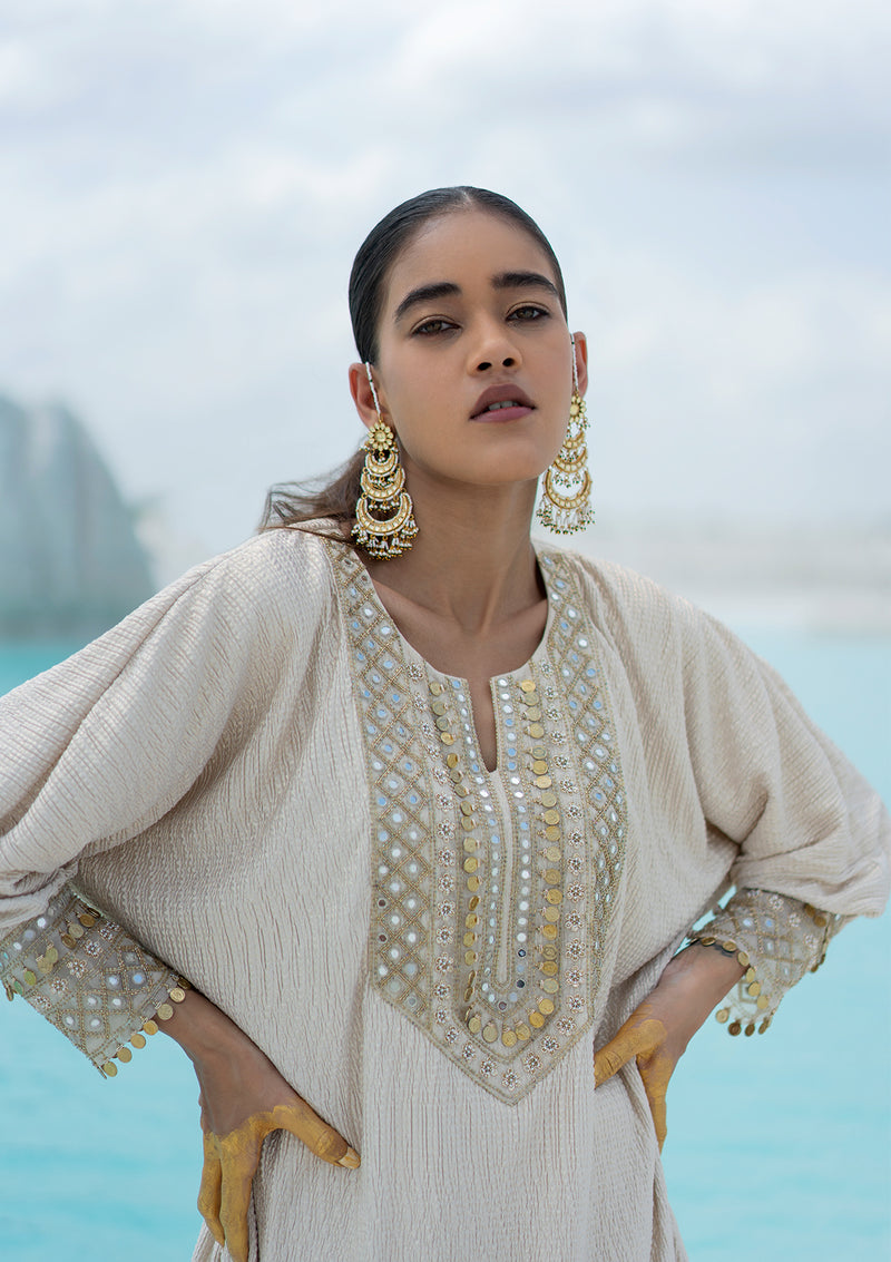 Ivory Crushed Kurta Set