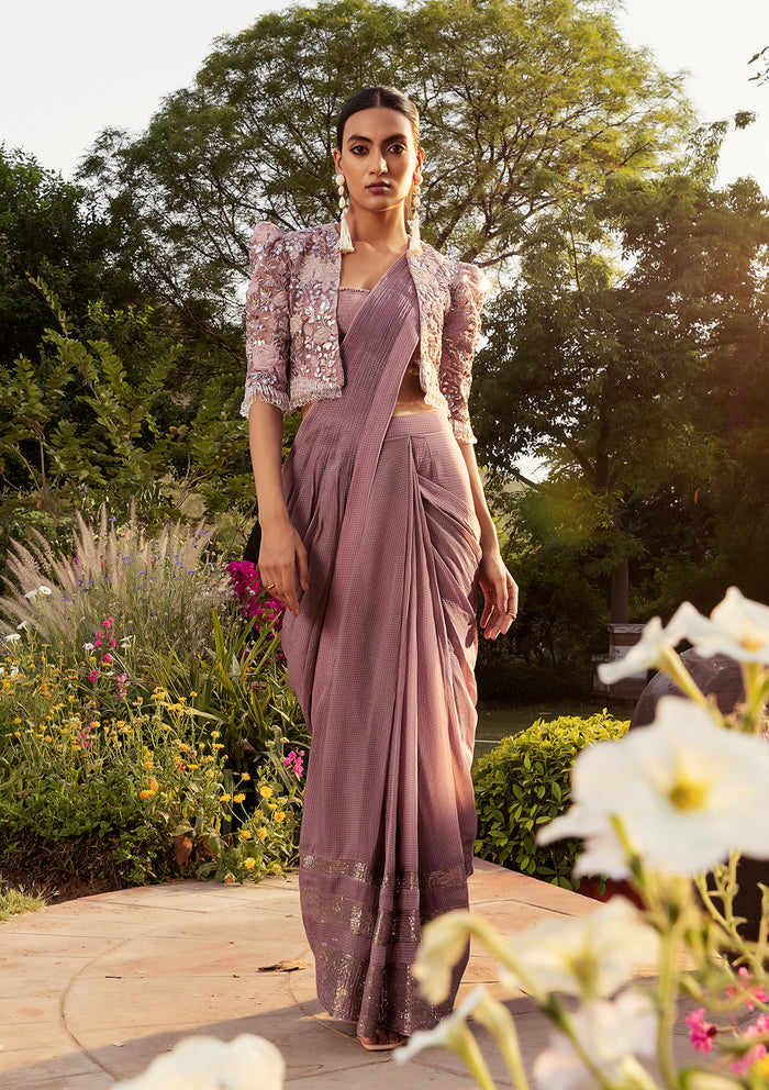 Safar Lilac Saree & Jacket Set