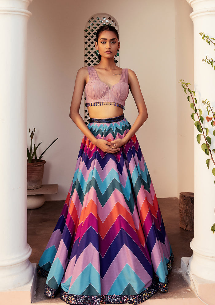 Leher Multi Colored Lehenga Set