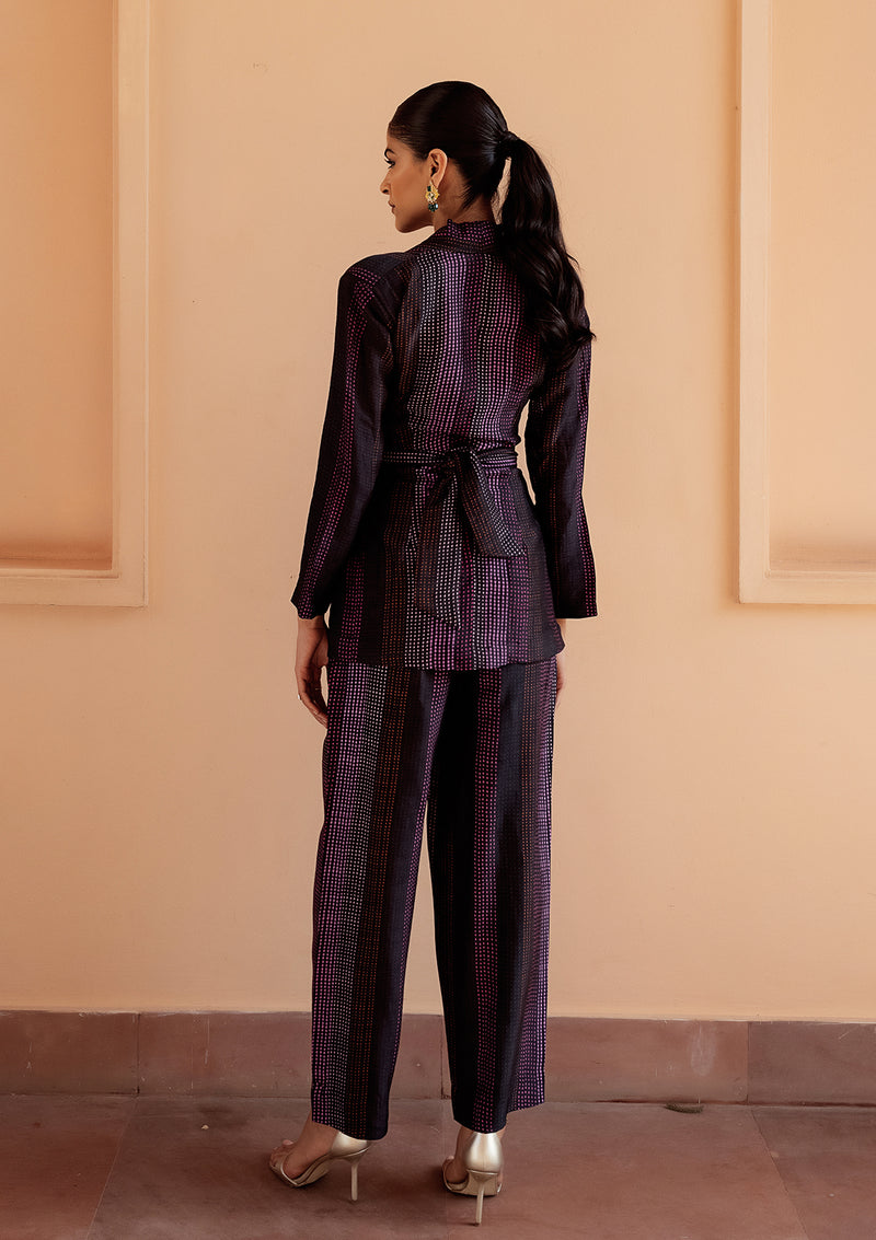 Safar Black Knotted Blazer Set