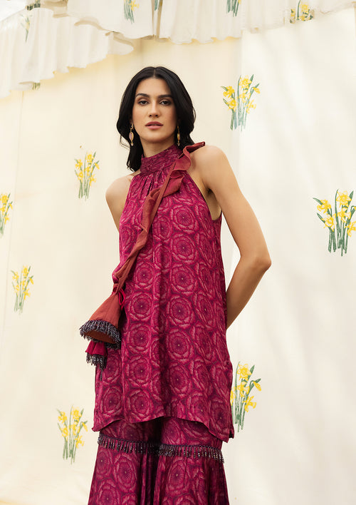 Bahaar Ruby Halter Sharara Set