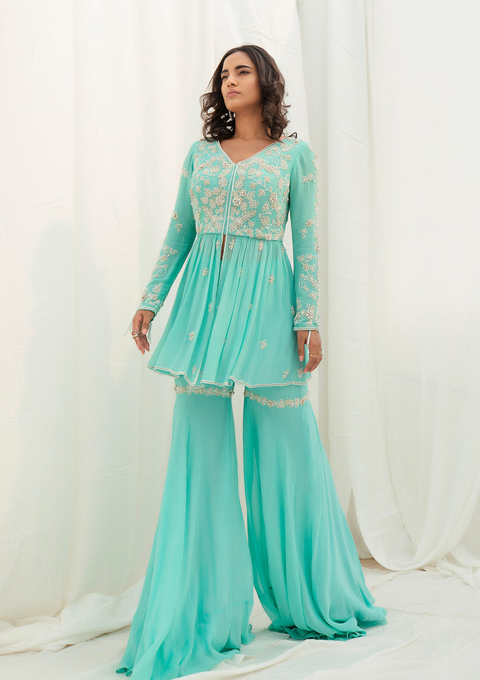 Aqua Sharara Set