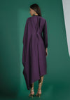 Berry Side Pleated Draped Dress