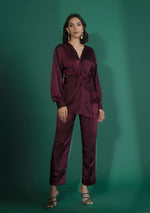 Burgundy Front Crossover Co-ord Set