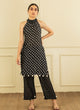 Coal Bandhani Halter Tunic Set