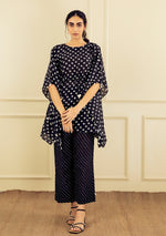 Coal Bandhani Kaftan Set