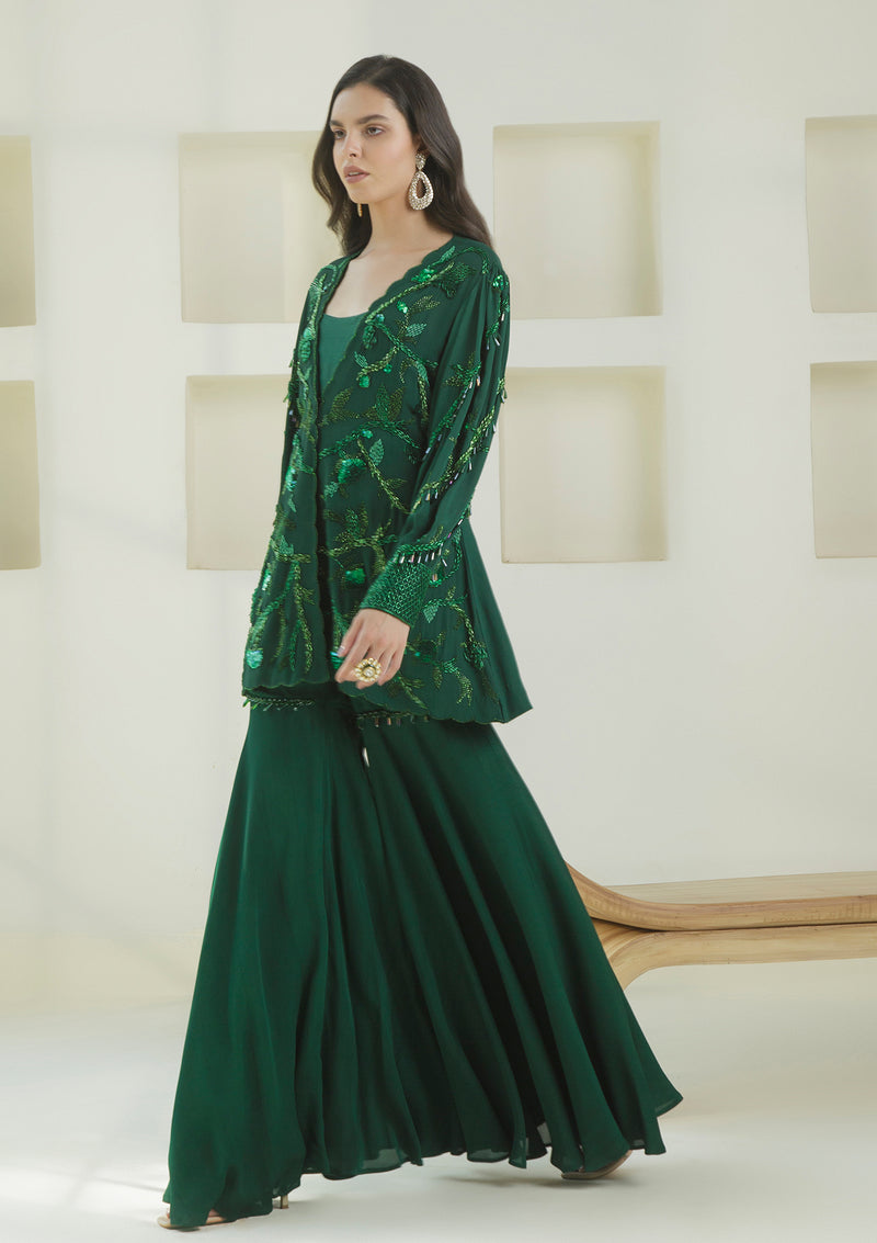 Emerald Embroidered Sharara Set