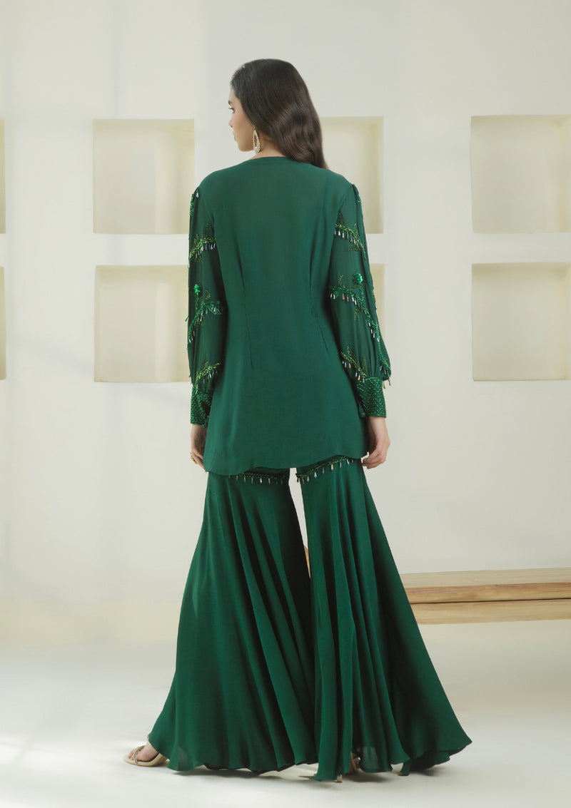 Emerald Embroidered Sharara Set