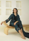 Teal Blue Laser Cut Kurta Set