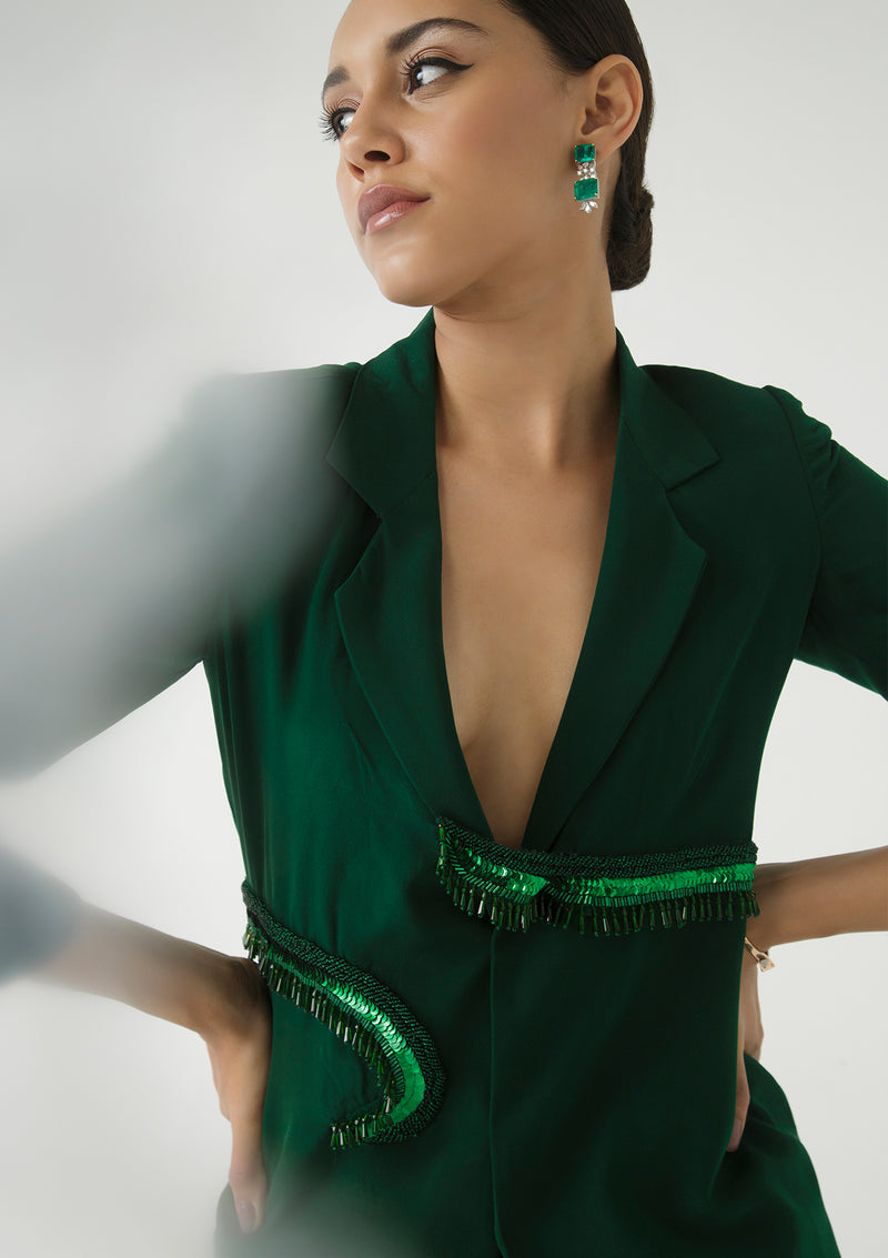 Emerald Wrap Around Blazer Set