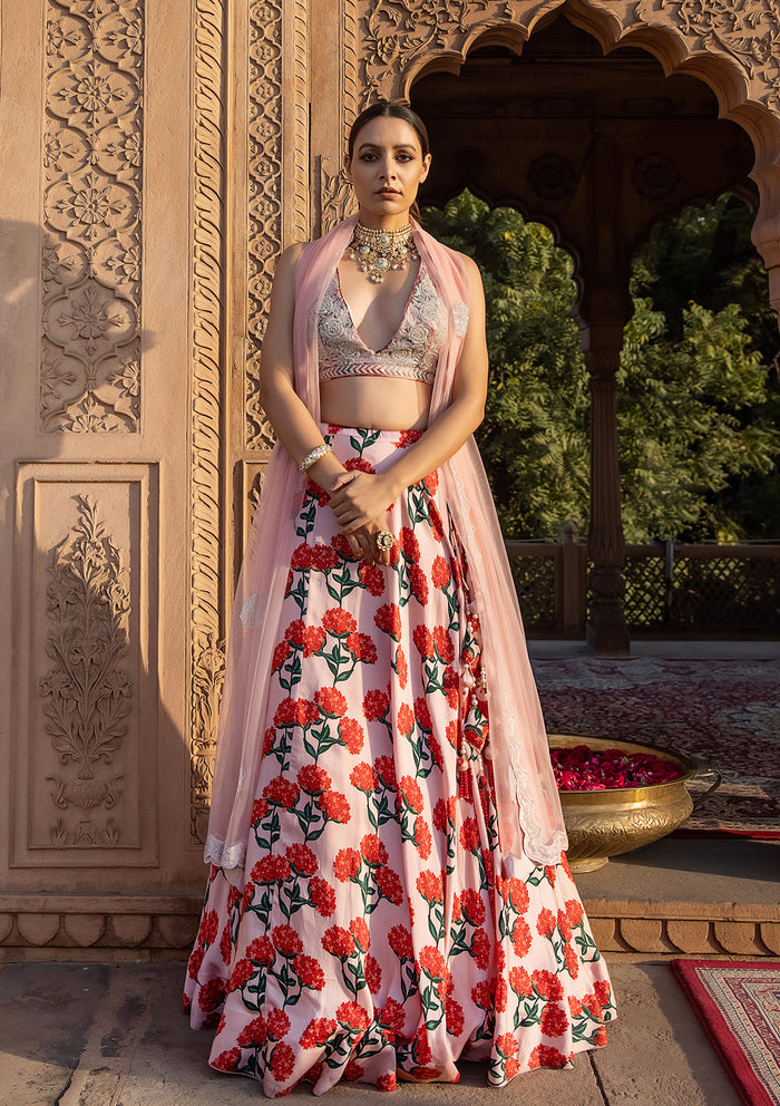 Gul Blush Embroidered Lehenga Set