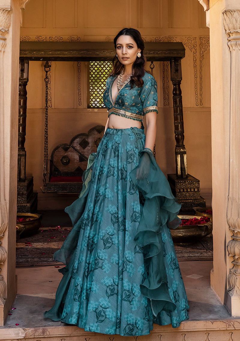 Gul Emerald Embroidered Lehenga Set