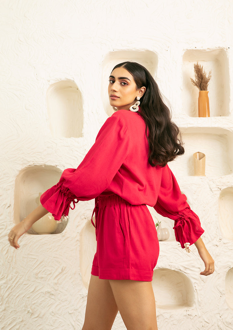 Cherry Linen Shirt and Shorts