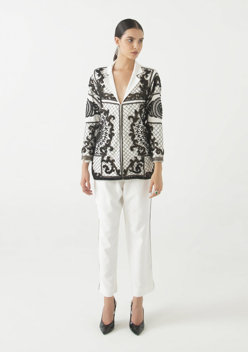 Ivory Embroidered Blazer Set