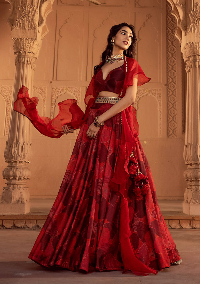 Khizan Ruby Lehenga Set