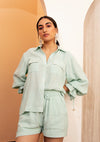 Mint Linen Shirt and Shorts