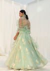 Ice Blue Ruffled Dupatta Lehenga