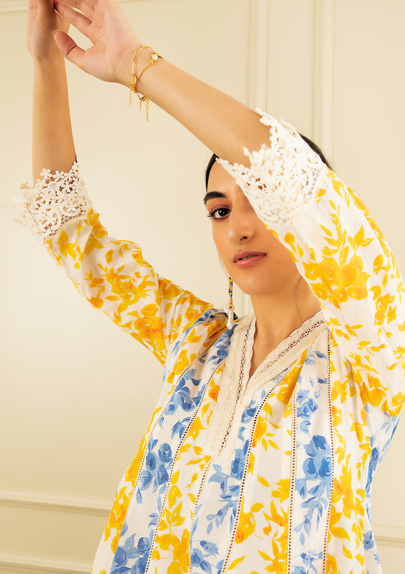 Porcelain Floral Kurta Set