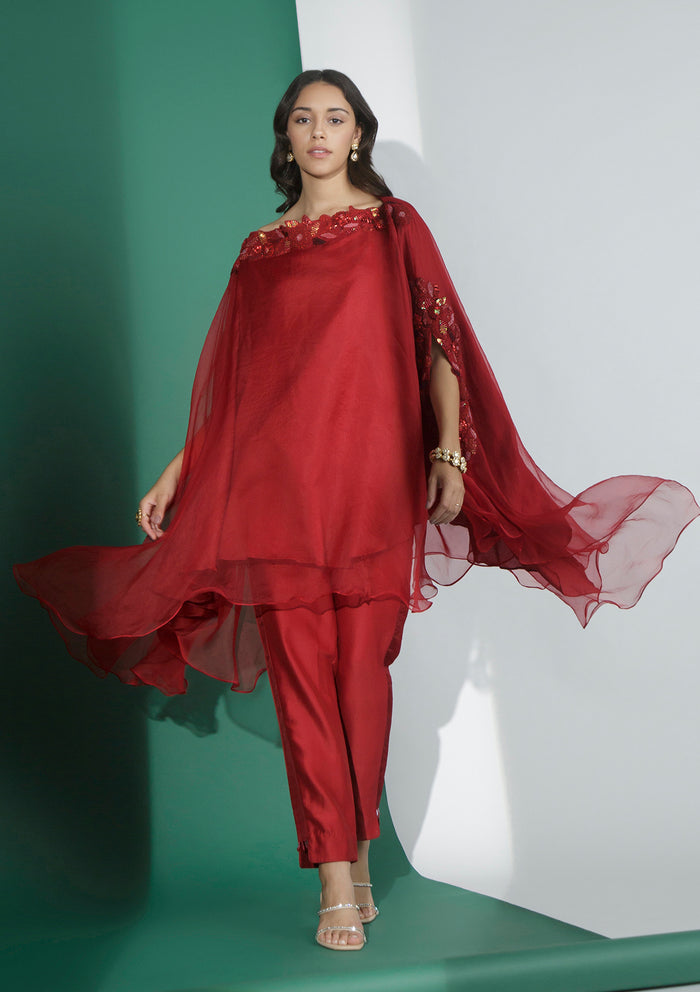 Ruby Off-Shoulder Cape Set