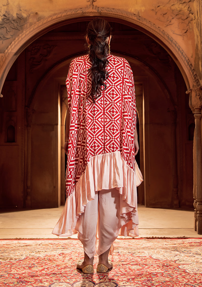 Ruby and Blush Ruffled Kaftan Set