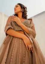 Taupe Embroidered Lehenga Set