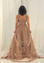 Taupe Embroidered Lehenga Set