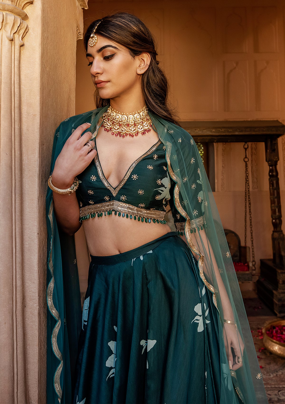 A beautiful blend of deep jewel tones in this minimalistic bottle green  bridal. For orders and queries: www.nomiansari.com.pk +92300825... |  Instagram