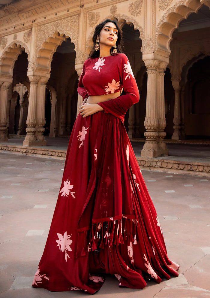 Zahra Ruby Lehenga Set