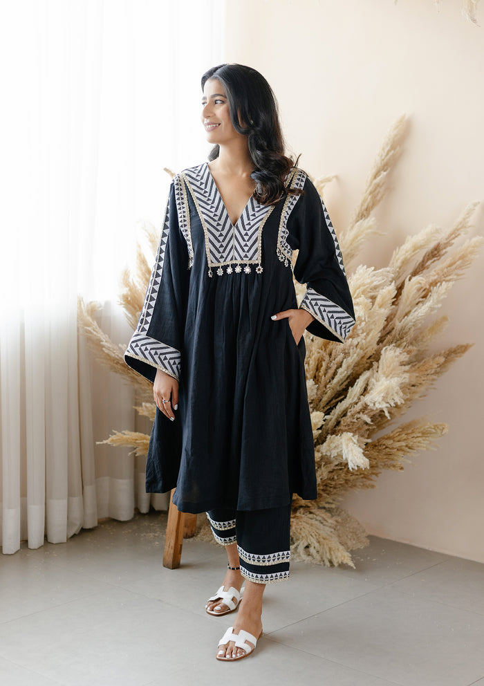 Coal Aztec Kurta Set