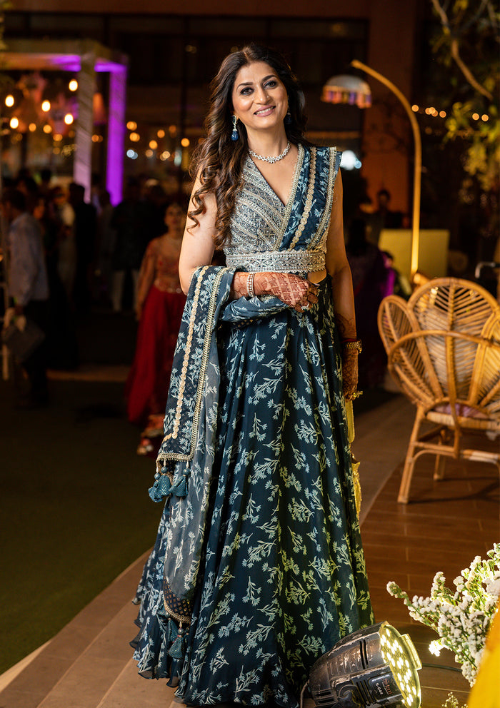 Asmira Indigo Belted Lehenga Set