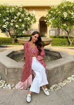 Ruby and Blush Ruffled Kaftan Set